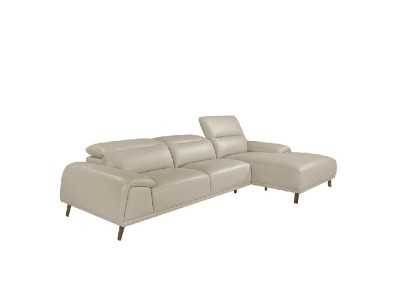 Chaise longue sofa, right side, upholstered in leather - PADUA