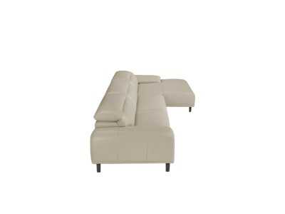 Chaise longue sofa, right side, upholstered in leather - PADUA