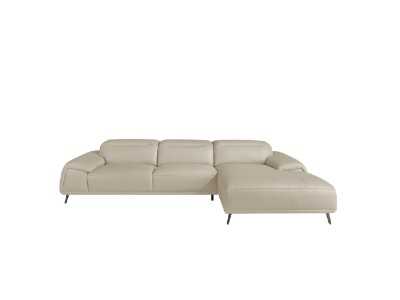 Chaise longue sofa, right side, upholstered in leather - PADUA