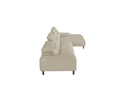 Chaise longue sofa, right side, upholstered in leather - PADUA