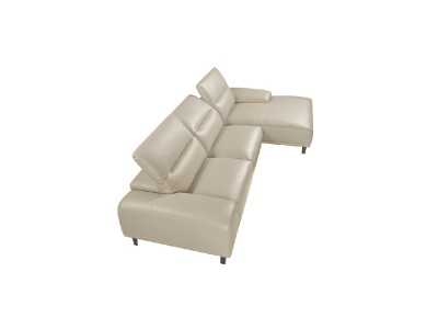 Chaise longue sofa, right side, upholstered in leather - PADUA