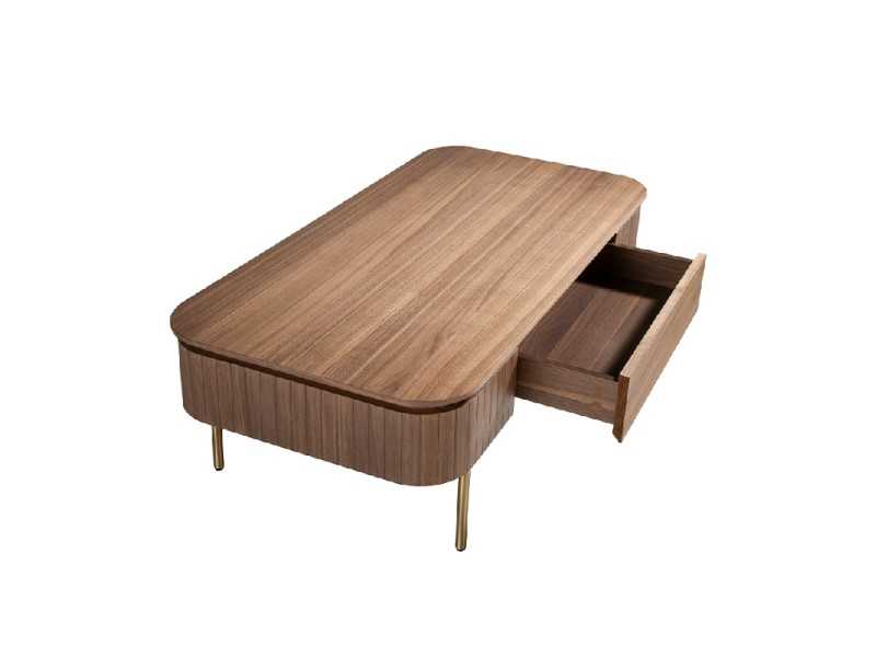 Walnut coffee table with stainless steel legs - GIULIETTA
