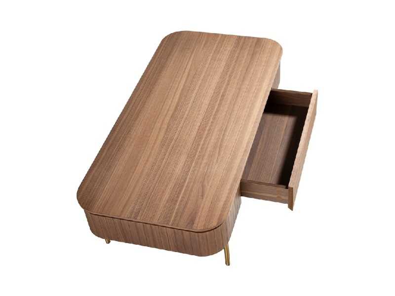 Mesa de centro en nogal con patas en acero inoxidable - GIULIETTA