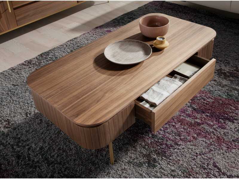 Walnut coffee table with stainless steel legs - GIULIETTA
