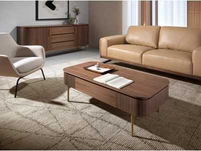 Table basse en noyer avec pieds en acier inoxydable - GIULIETTA