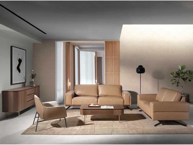 Walnut coffee table with stainless steel legs - GIULIETTA