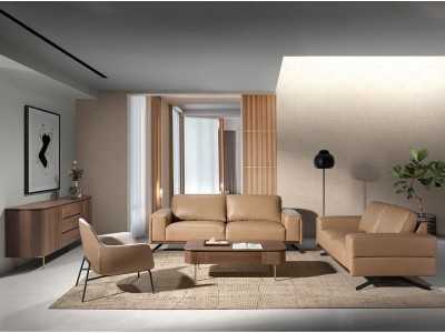 Walnut coffee table with stainless steel legs - GIULIETTA