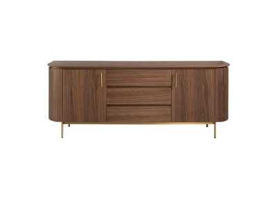 Designer walnut sideboard with gold stainless steel base - MANDRA