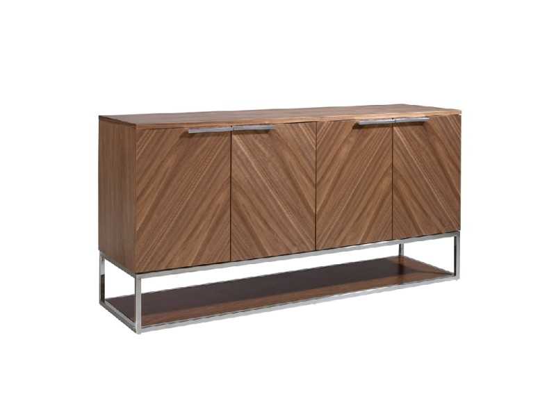 Buffet en noyer avec structure de base en acier inoxydable - RODAS