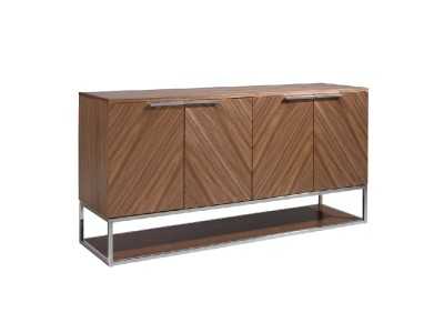 Walnut sideboard with stainless steel base structure - RODAS Walnut sideboard with stainless steel base structure - RODAS