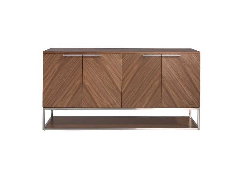 Buffet en noyer avec structure de base en acier inoxydable - RODAS