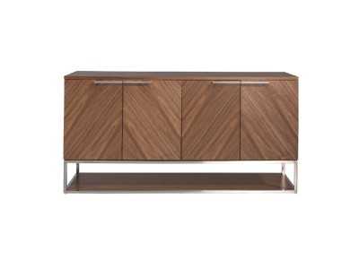 Aparador en nogal con estructura de base en acero inoxidable - RODAS