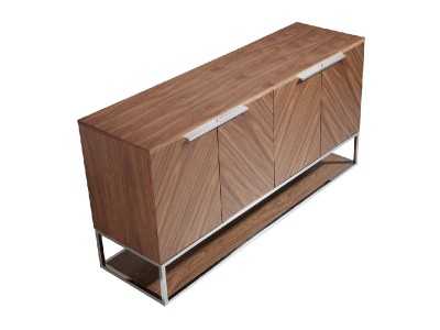 Walnut sideboard with stainless steel base structure - RODAS Walnut sideboard with stainless steel base structure - RODAS