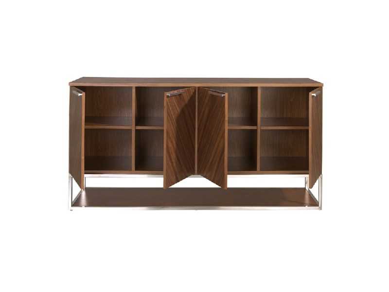Aparador en nogal con estructura de base en acero inoxidable - RODAS