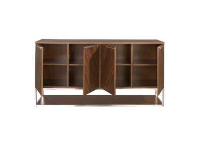 Aparador en nogal con estructura de base en acero inoxidable - RODAS