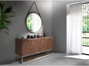 Buffet en noyer avec structure de base en acier inoxydable - RODAS