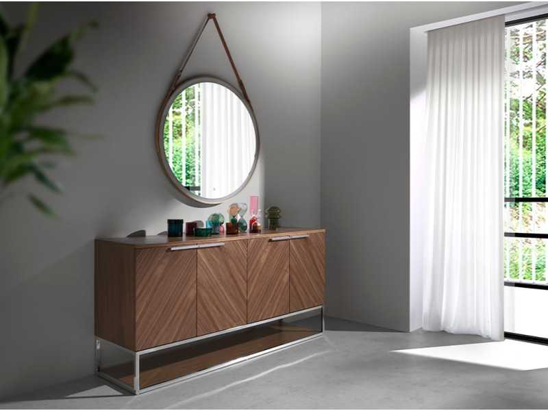 Walnut sideboard with stainless steel base structure - RODAS