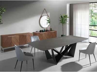 Aparador en nogal con estructura de base en acero inoxidable - RODAS