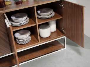 Buffet en noyer avec structure de base en acier inoxydable - RODAS 2