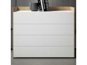 Chest of drawers with 4 lacquered drawers with oak structure - REINE 2
