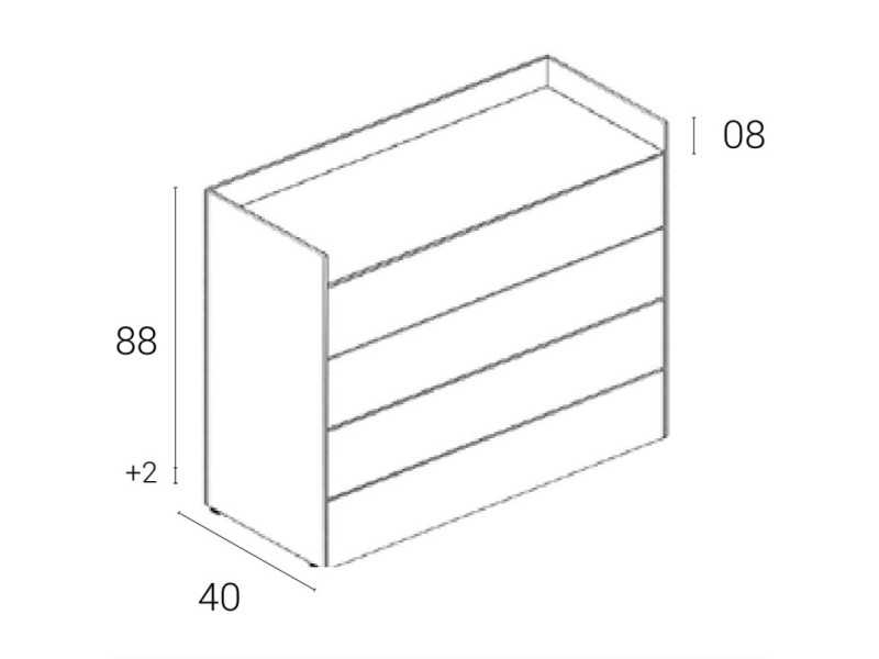 Chest of drawers with 4 lacquered drawers with oak structure - REINE
