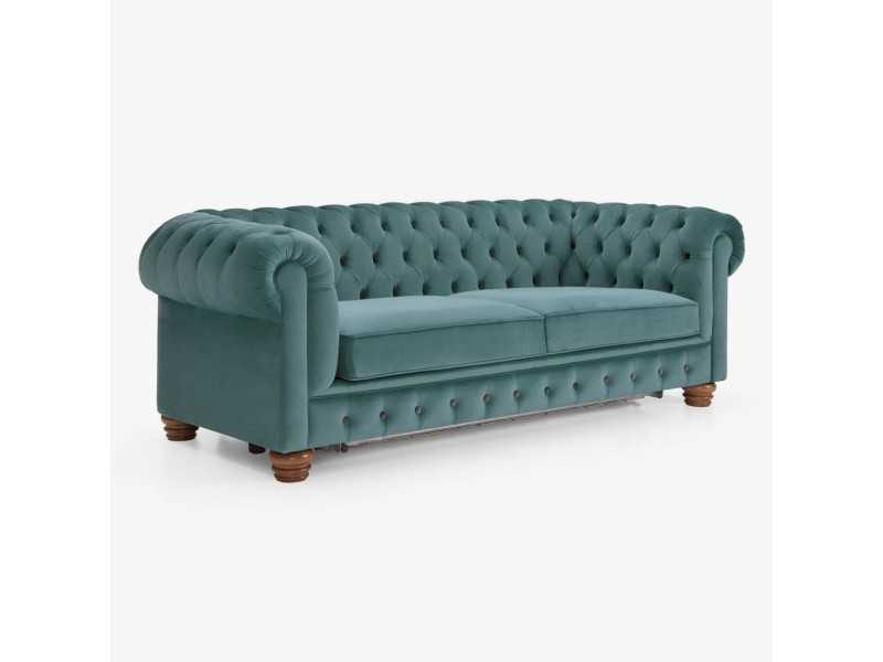 Upholstered and padded sofa bed, Chester style - CHESTERFIELD BED