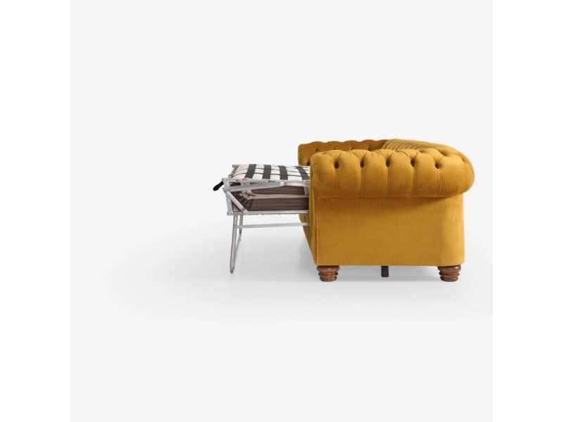 Upholstered and padded sofa bed, Chester style - CHESTERFIELD BED