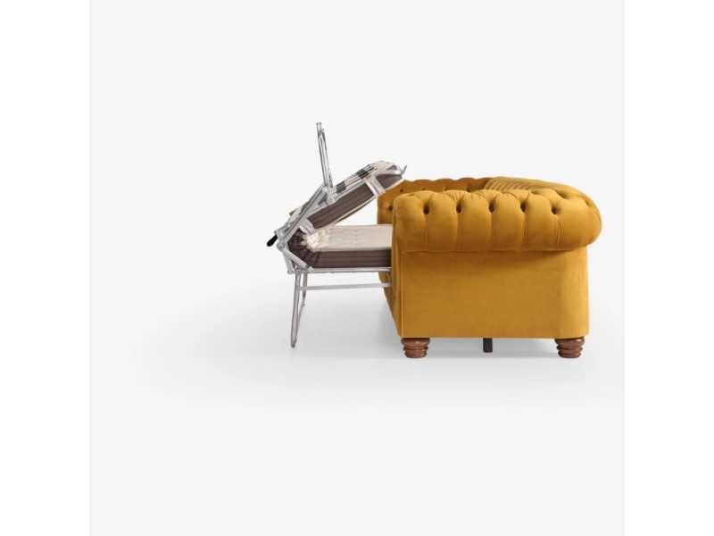 Upholstered and padded sofa bed, Chester style - CHESTERFIELD BED