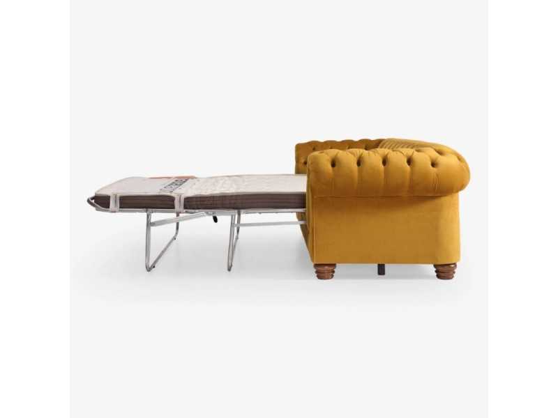 Upholstered and padded sofa bed, Chester style - CHESTERFIELD BED