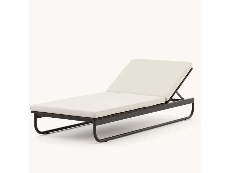 Upholstered outdoor chaise longue - BALI