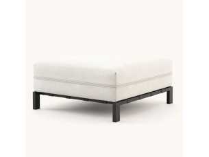 Upholstered outdoor pouff with stainless steel structure - BORA