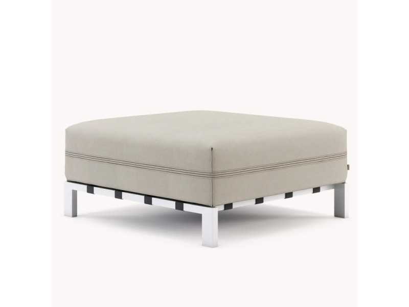 Upholstered outdoor pouff with stainless steel structure - BORA