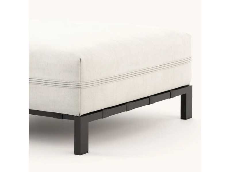 Upholstered outdoor pouff with stainless steel structure - BORA