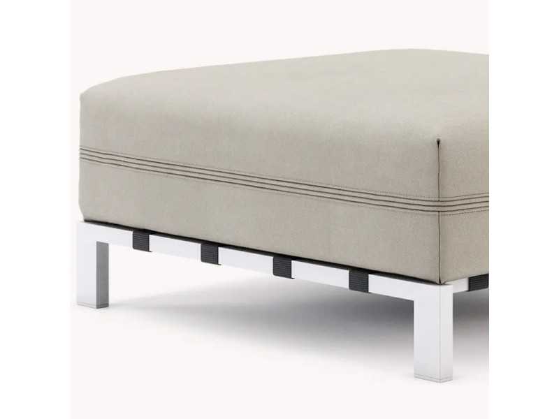 Upholstered outdoor pouff with stainless steel structure - BORA