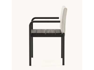 Upholstered outdoor chair with arms - BALI