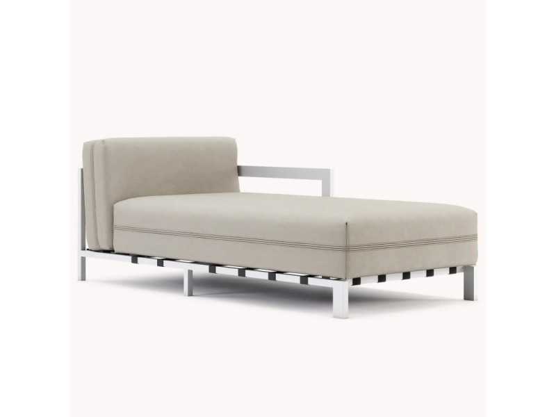 Upholstered outdoor chaise longue with stainless steel structure - BORA