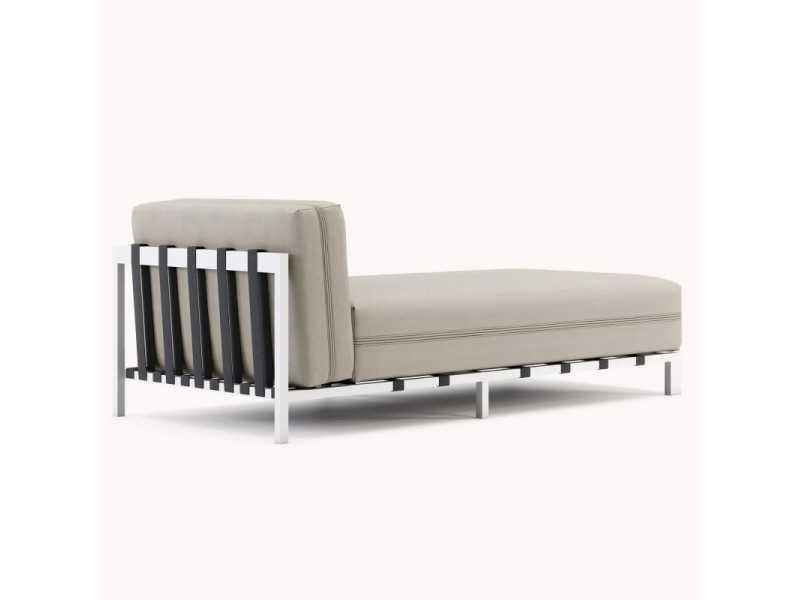 Upholstered outdoor chaise longue with stainless steel structure - BORA
