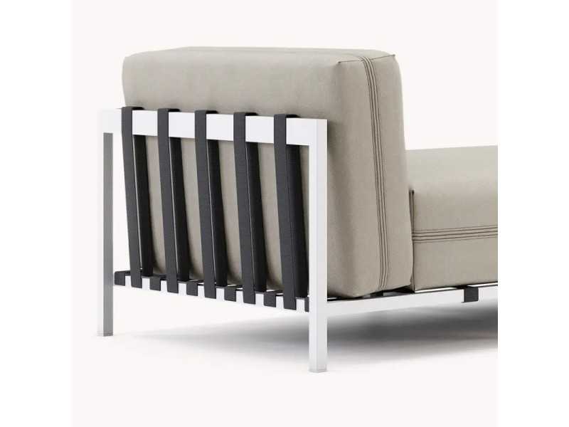 Upholstered outdoor chaise longue with stainless steel structure - BORA