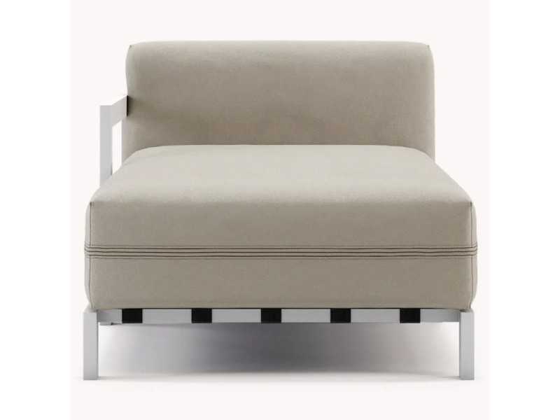 Upholstered outdoor chaise longue with stainless steel structure - BORA