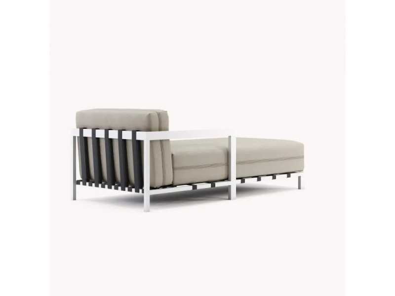 Upholstered outdoor chaise longue with stainless steel structure - BORA