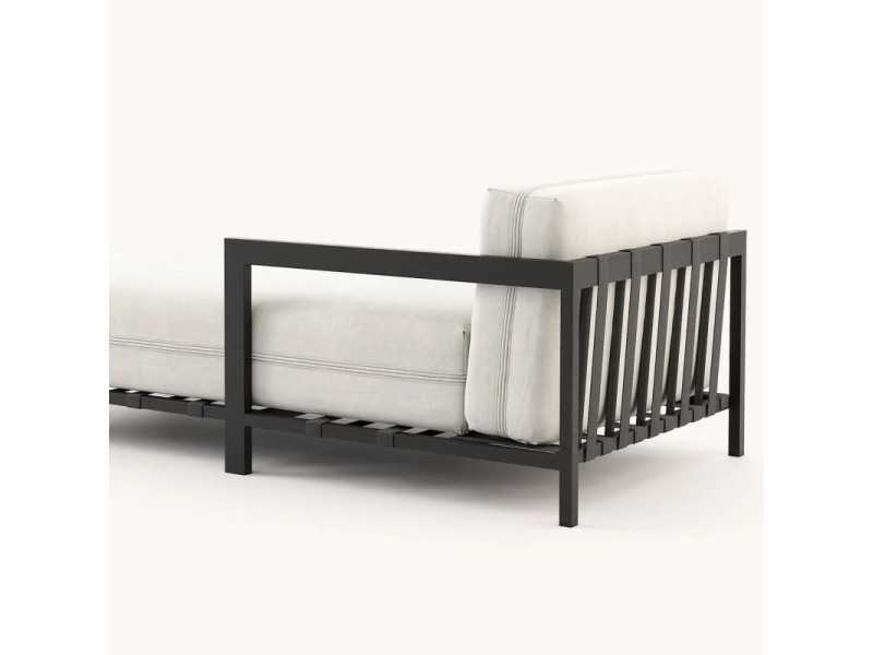 Upholstered outdoor chaise longue with stainless steel structure - BORA