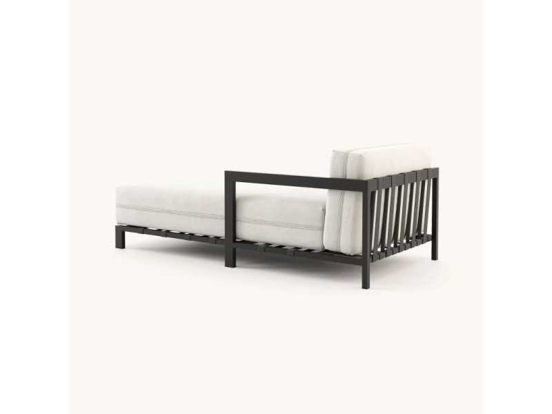 Upholstered outdoor chaise longue with stainless steel structure - BORA