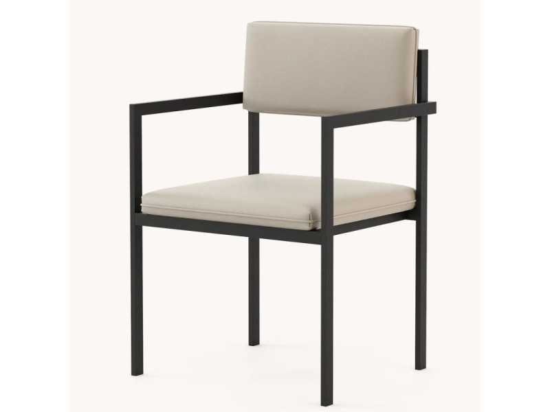 Upholstered outdoor chair with arms - BORA