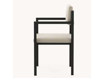 Upholstered outdoor chair with arms - BORA