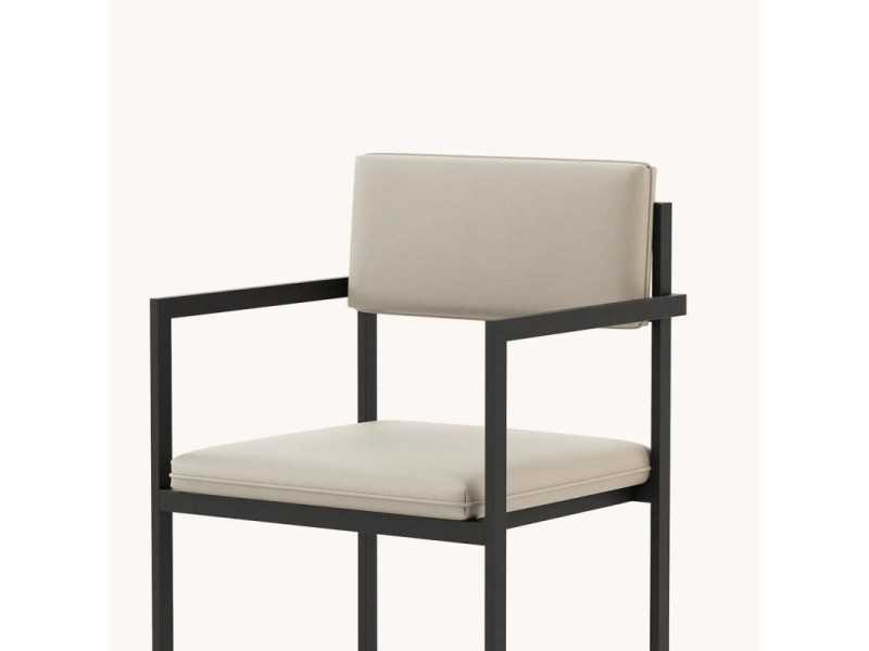 Upholstered outdoor chair with arms - BORA