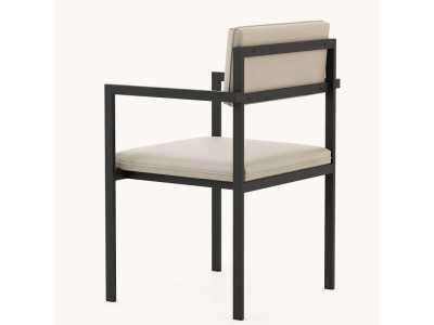 Upholstered outdoor chair with arms - BORA