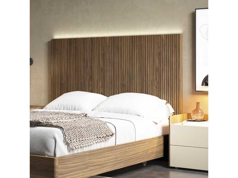 Headboard with front in American walnut and led light - BERGEN