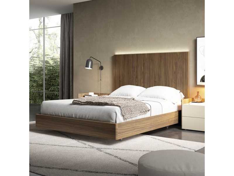Headboard with front in American walnut and led light - BERGEN