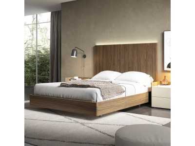 Headboard with front in American walnut and led light - BERGEN