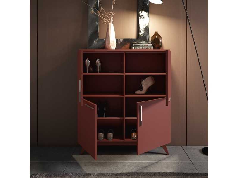 Meuble range-chaussures laqué avec 4 portes - NIU